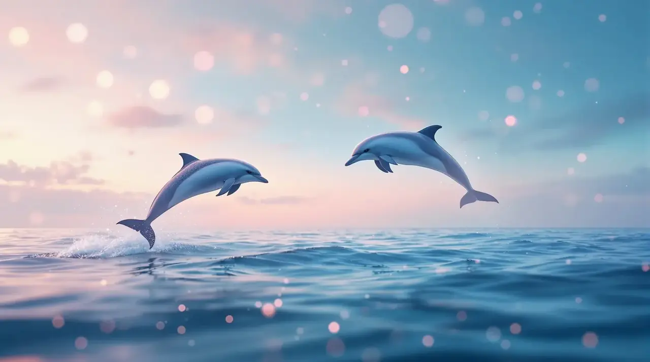 日韩欧美亚洲 浪漫海豚意象背景